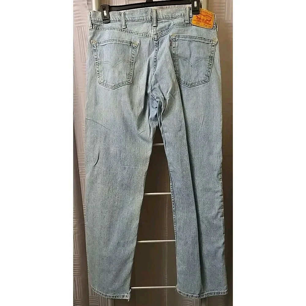 Levis 505 Jeans Men‎ 38X32 Blue Light Wash Denim Straight Stretch Pants Workwear